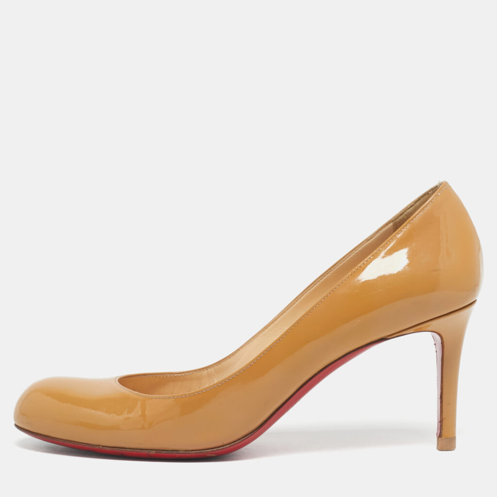 Christian Louboutin Beige Patent Leather Simple Pumps Size 38