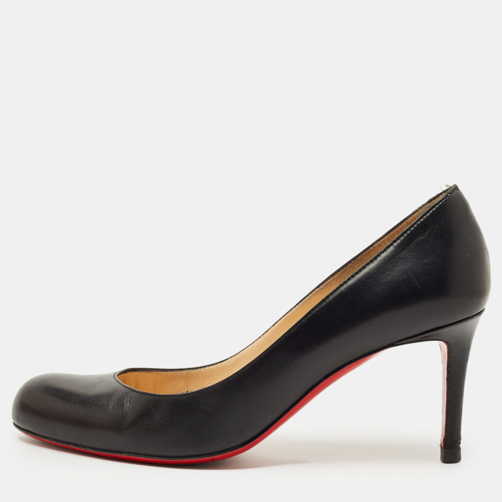 Christian Louboutin Black Leather Simple Pumps Size 38
