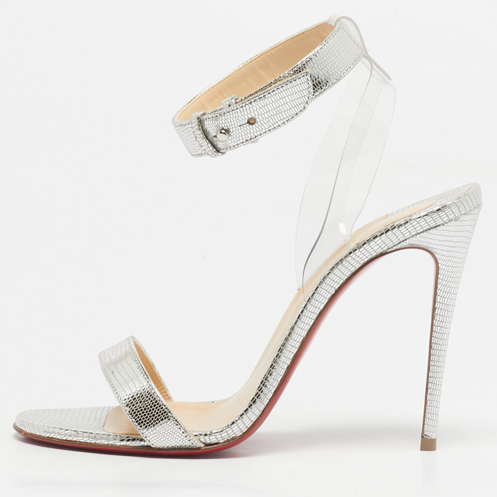 Christian Louboutin Silver/Transparent Leather And PVC Jonatina Sandals Size 36 Christian Louboutin Silver/Transparent Leather And PVC Jonatina Sandals Size 36