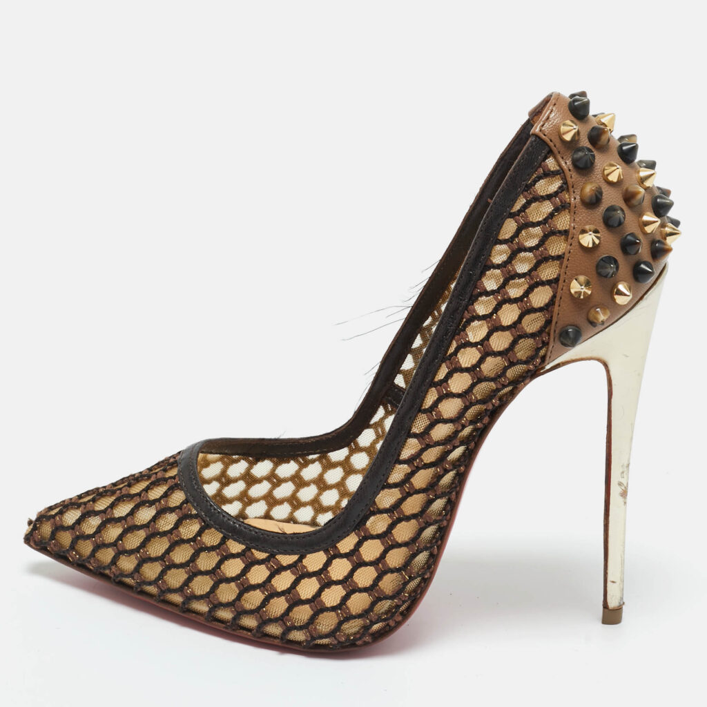 Christian Louboutin Black Leather and Mesh Guni Pumps Size 36