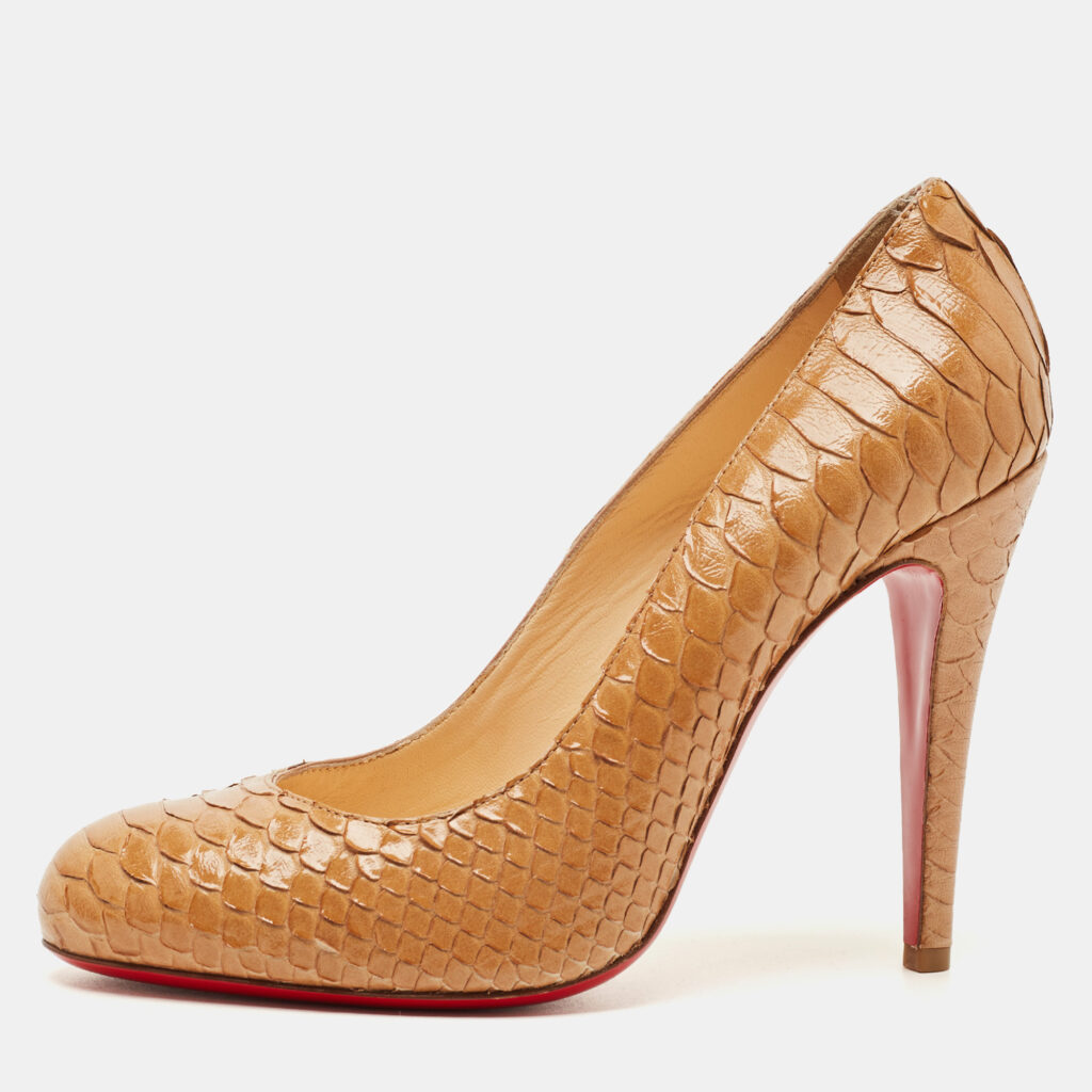 Christian Louboutin Beige Python Leather New Simple Pumps Size 38