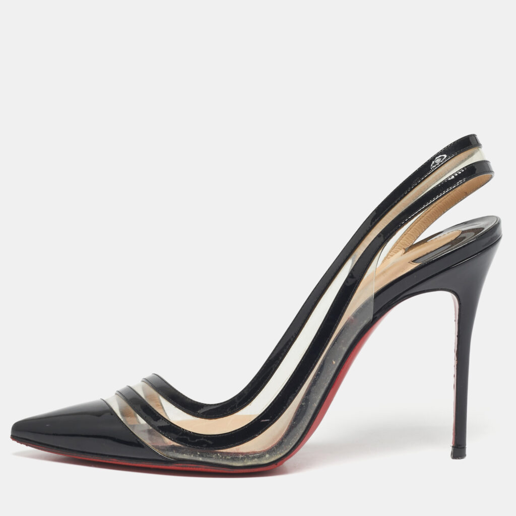 Christian Louboutin Two Tone Patent And PVC Paralili D'orsay Pumps Size 38