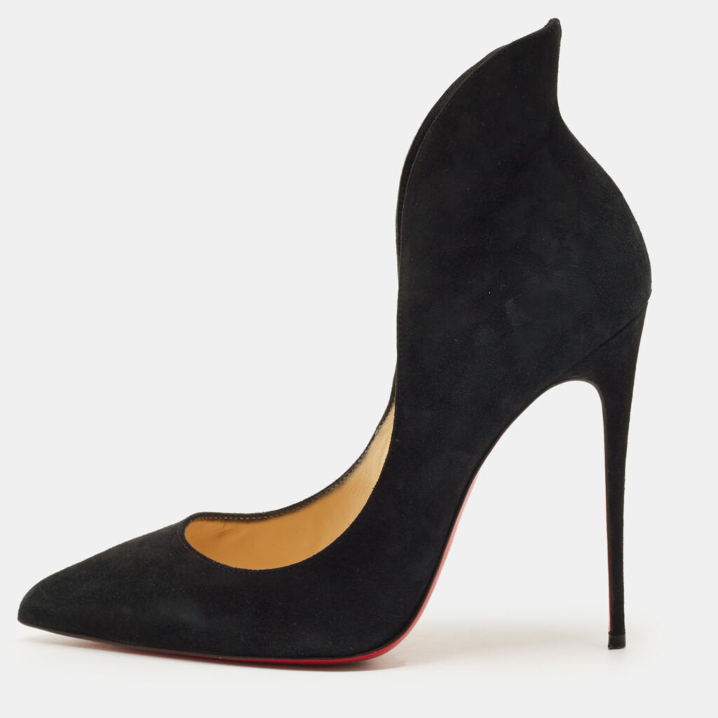 Christian Louboutin Black Suede Mea Culpa Pumps Pointed Toe Size 38.5