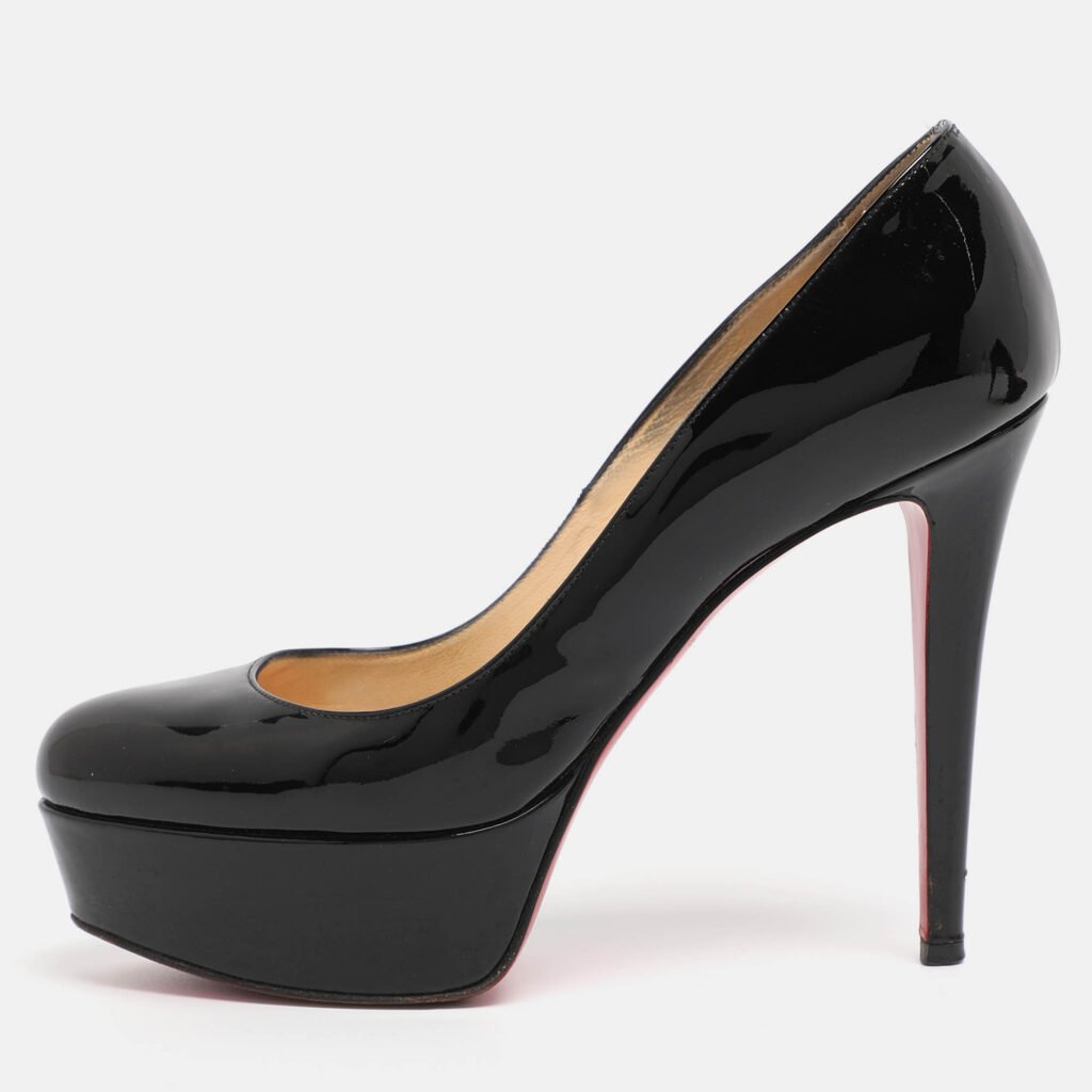Christian Louboutin Black Patent Leather Bianca Platform Pumps Size 36