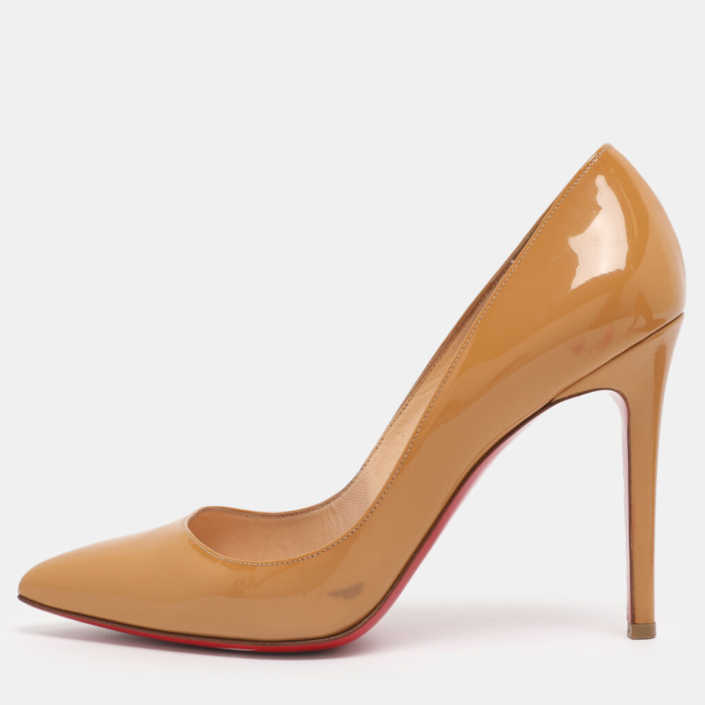 Christian Louboutin Beige Patent Leather Pigalle Pumps Size 39