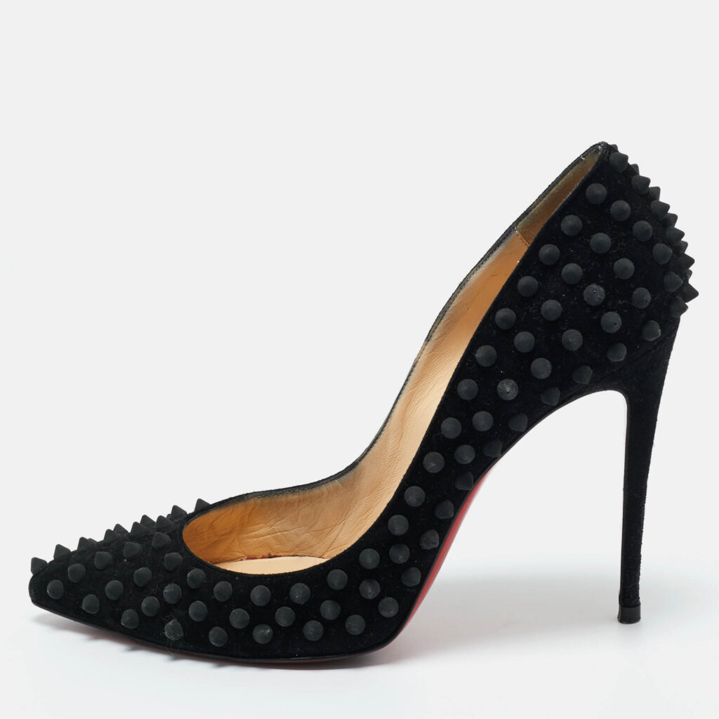 Christian Louboutin Black Suede Pigalle Spikes Pumps Size 39.5 Christian Louboutin Black Suede Pigalle Spikes Pumps Size 39.5