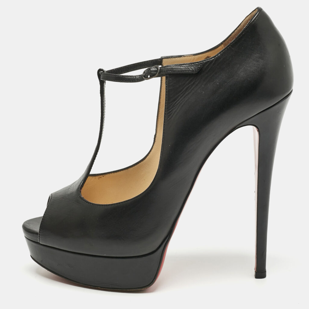 Christian Louboutin Black Leather jilopa Mary Jane Pumps Size 40