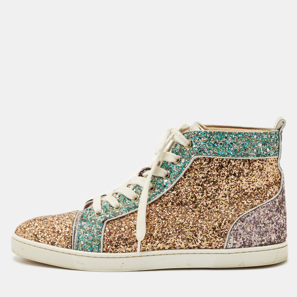 Christian Louboutin Multicolor Glitter Bip-Bip High Top Sneakers Size 40 Christian Louboutin Multicolor Glitter Bip-Bip High Top Sneakers Size 40