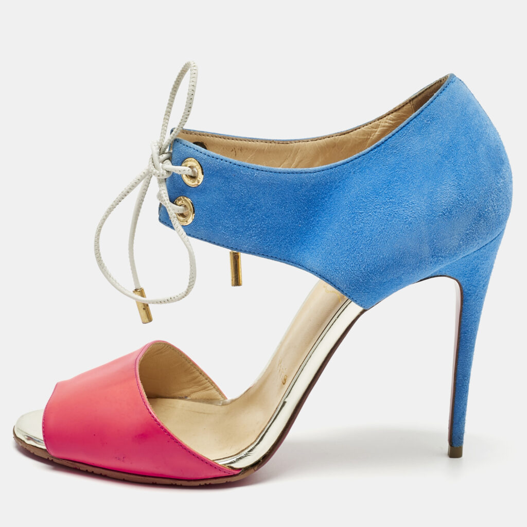 Christian Louboutin Two Tone Patent Leather and Suede Mayerling Sandals Size 39.5 Christian Louboutin Two Tone Patent Leather and Suede Mayerling Sandals Size 39.5