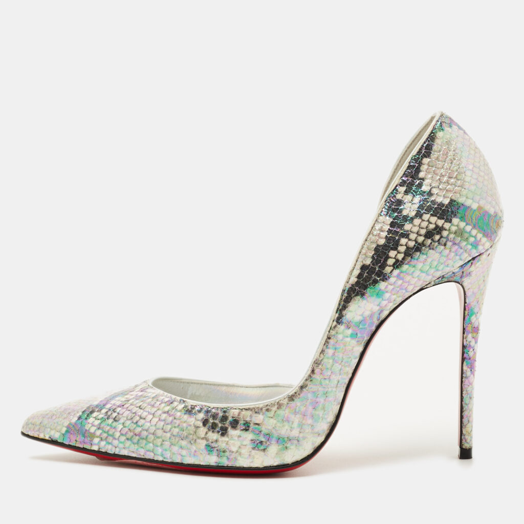 Christian Louboutin Multicolor Python Embossed Leather Iriza D'orsay Pumps Size 37.5