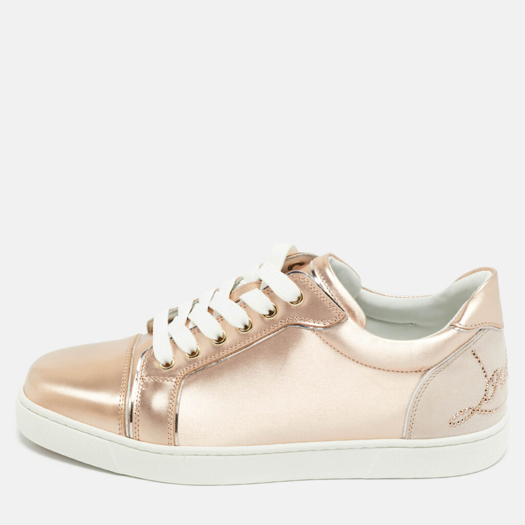 Christian Louboutin Pink Leather and Suede Fun Vieira Low Top Sneakers Size 40 Christian Louboutin Pink Leather and Suede Fun Vieira Low Top Sneakers Size 40