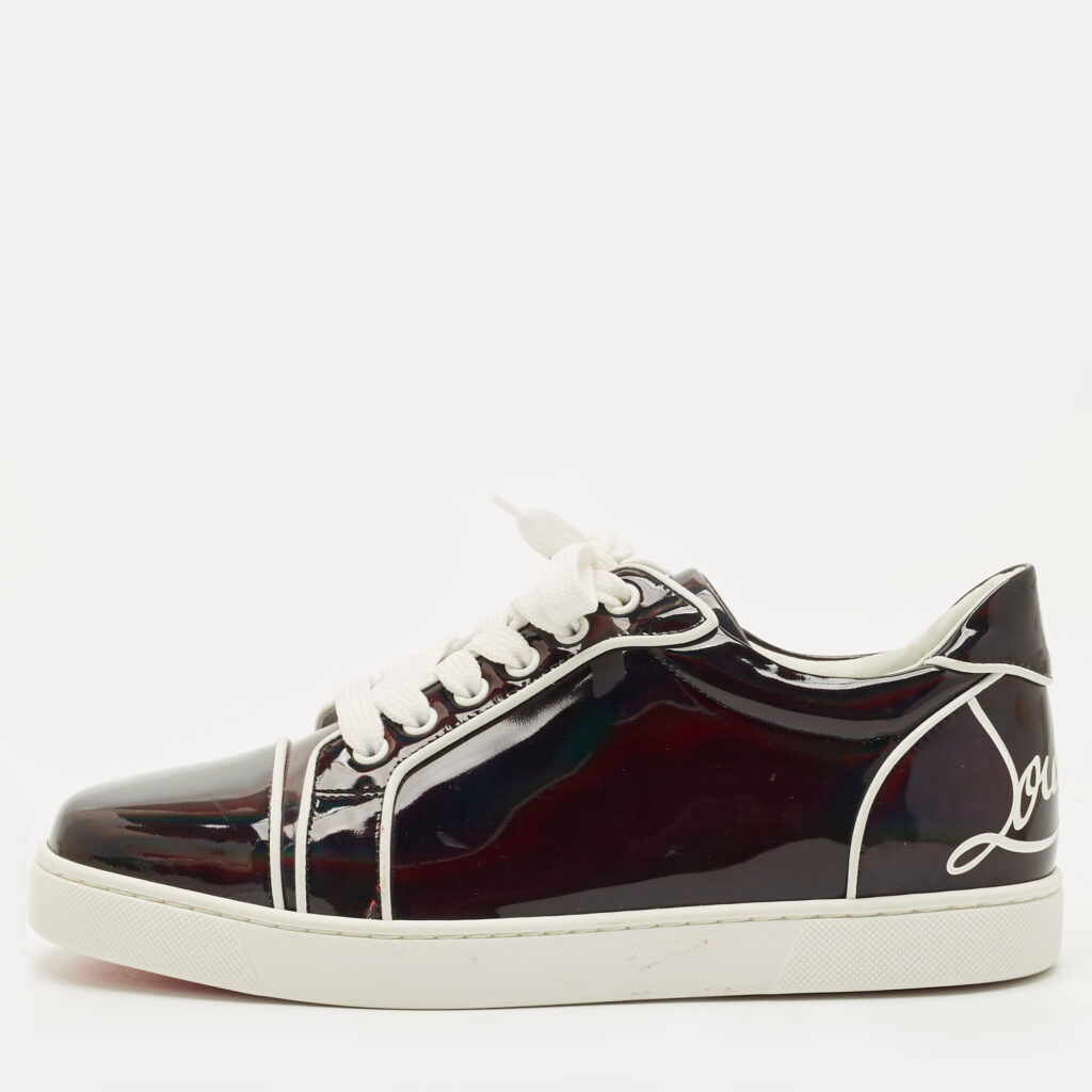Christian Louboutin Black Patent Leather Fun Vieira Low Top Sneakers Size 40 Christian Louboutin Black Patent Leather Fun Vieira Low Top Sneakers Size 40