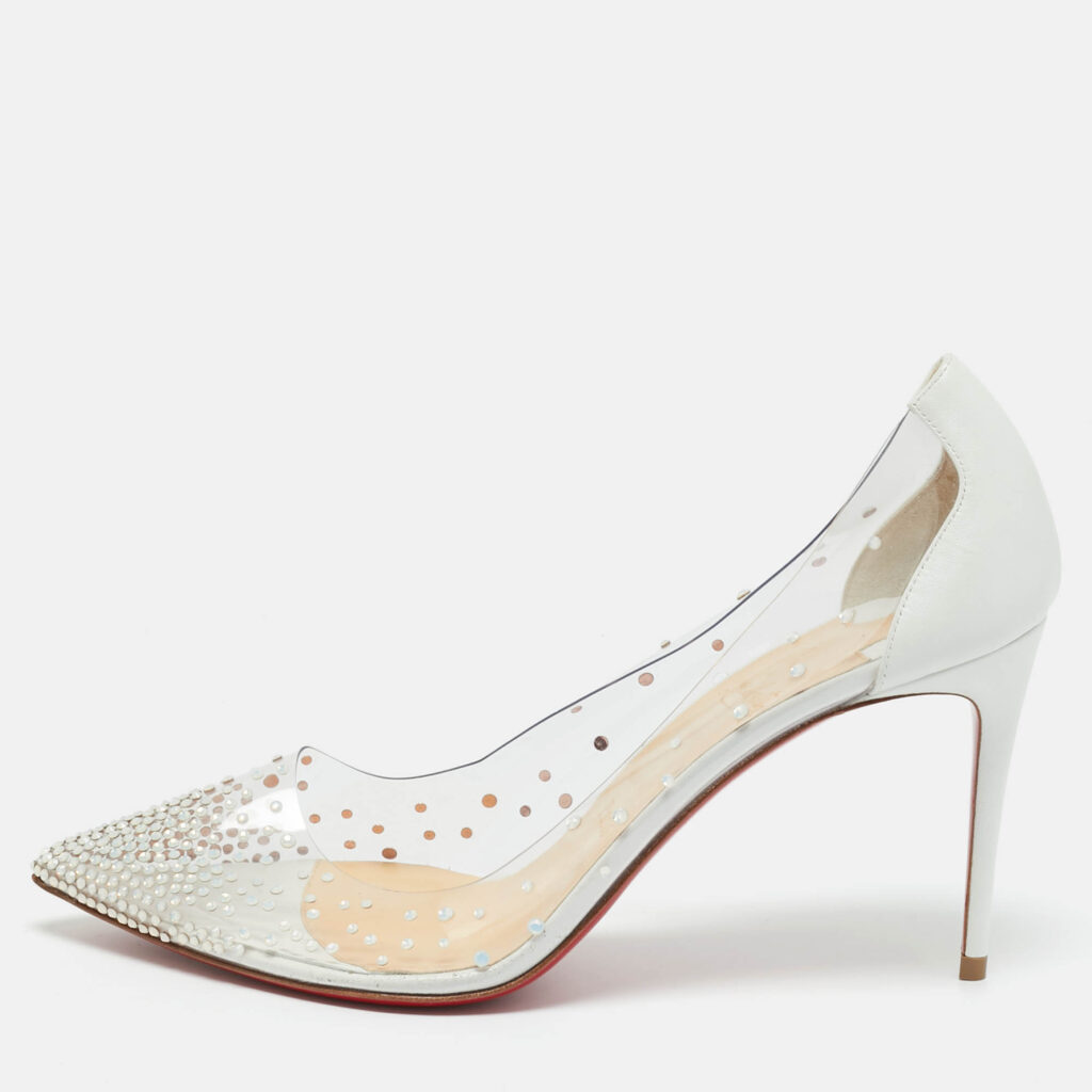 Christian Louboutin Transparent Leather and PVC Follies Strass Pumps Size 39.5 Christian Louboutin Transparent Leather and PVC Follies Strass Pumps Size 39.5