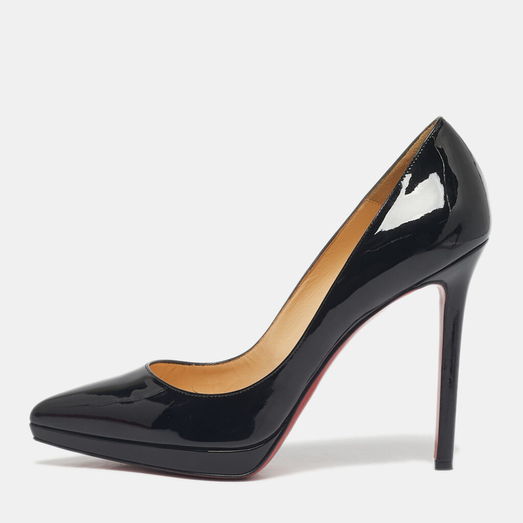 Christian Louboutin Black Patent Leather Pigalle Plato Pointed Toe Pumps Size 39.5 Christian Louboutin Black Patent Leather Pigalle Plato Pointed Toe Pumps Size 39.5