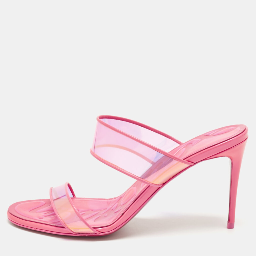 Christian Louboutin Pink PVC Just Loubi Slide Sandals Size 39.5 Christian Louboutin Pink PVC Just Loubi Slide Sandals Size 39.5