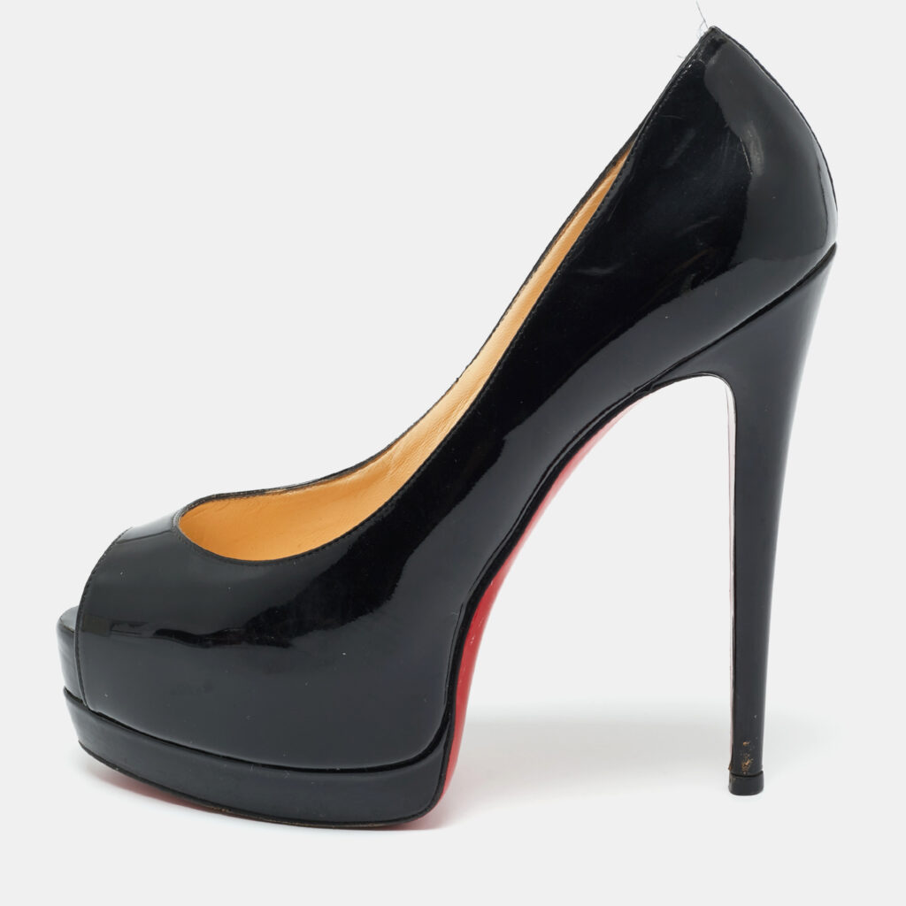 Christian Louboutin Black Patent Leather Very Prive Pumps Size 38.5