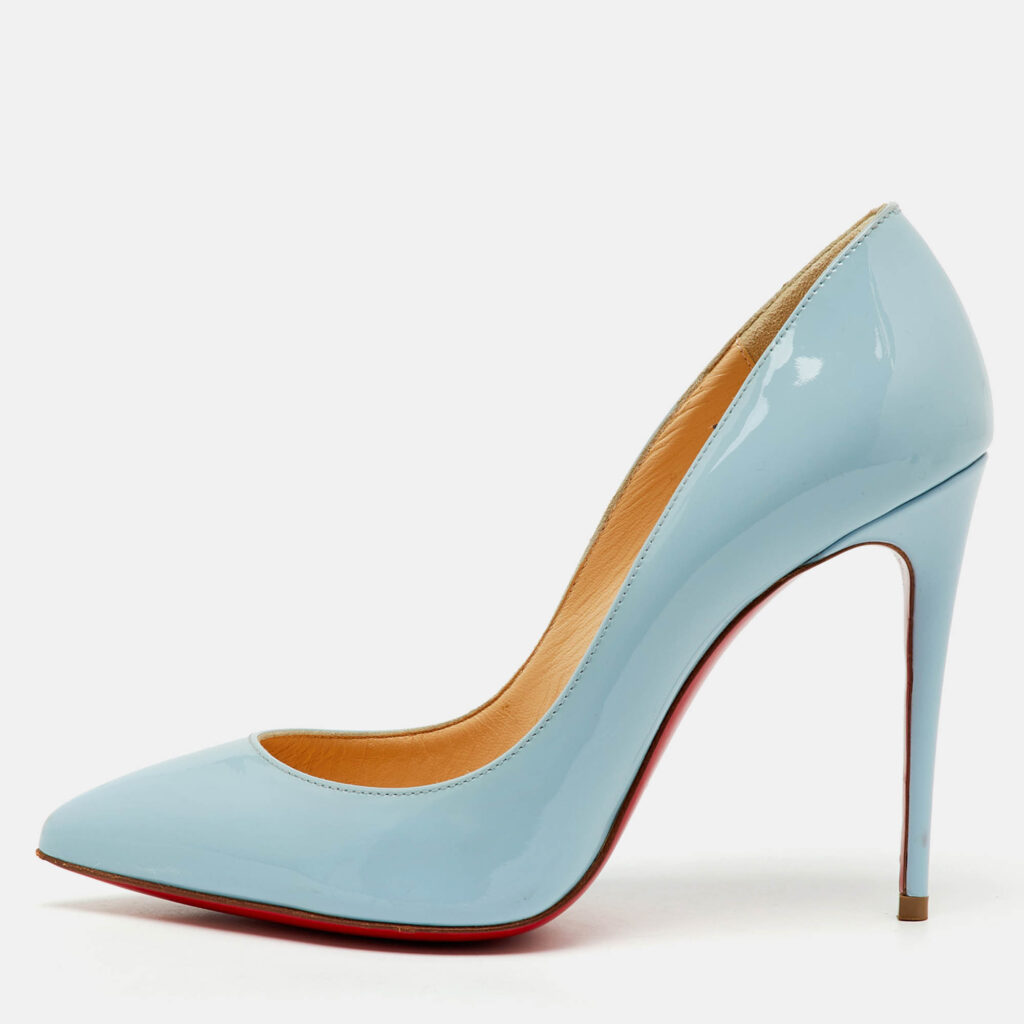 Christian Louboutin Light Blue Patent Leather Pigalle Follies Pumps Size 36