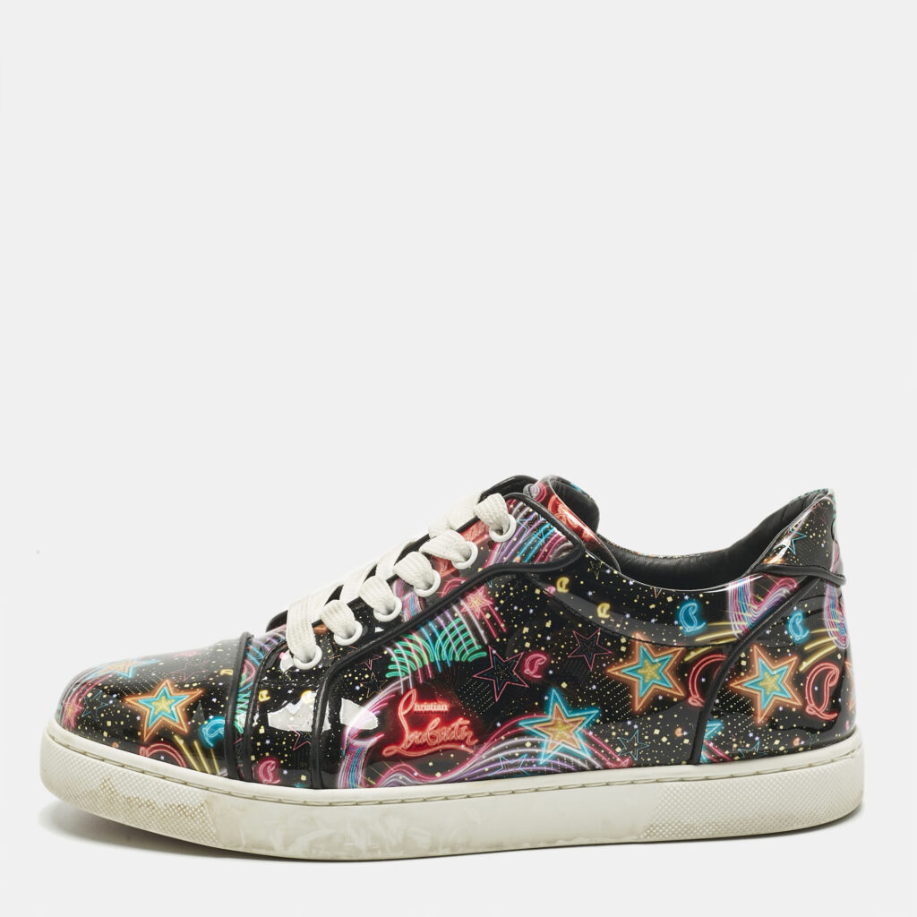 Christian Louboutin Multicolor Patent Leather Louis Junior Low Top Sneakers Size 39.5 Christian Louboutin Multicolor Patent Leather Louis Junior Low Top Sneakers Size 39.5