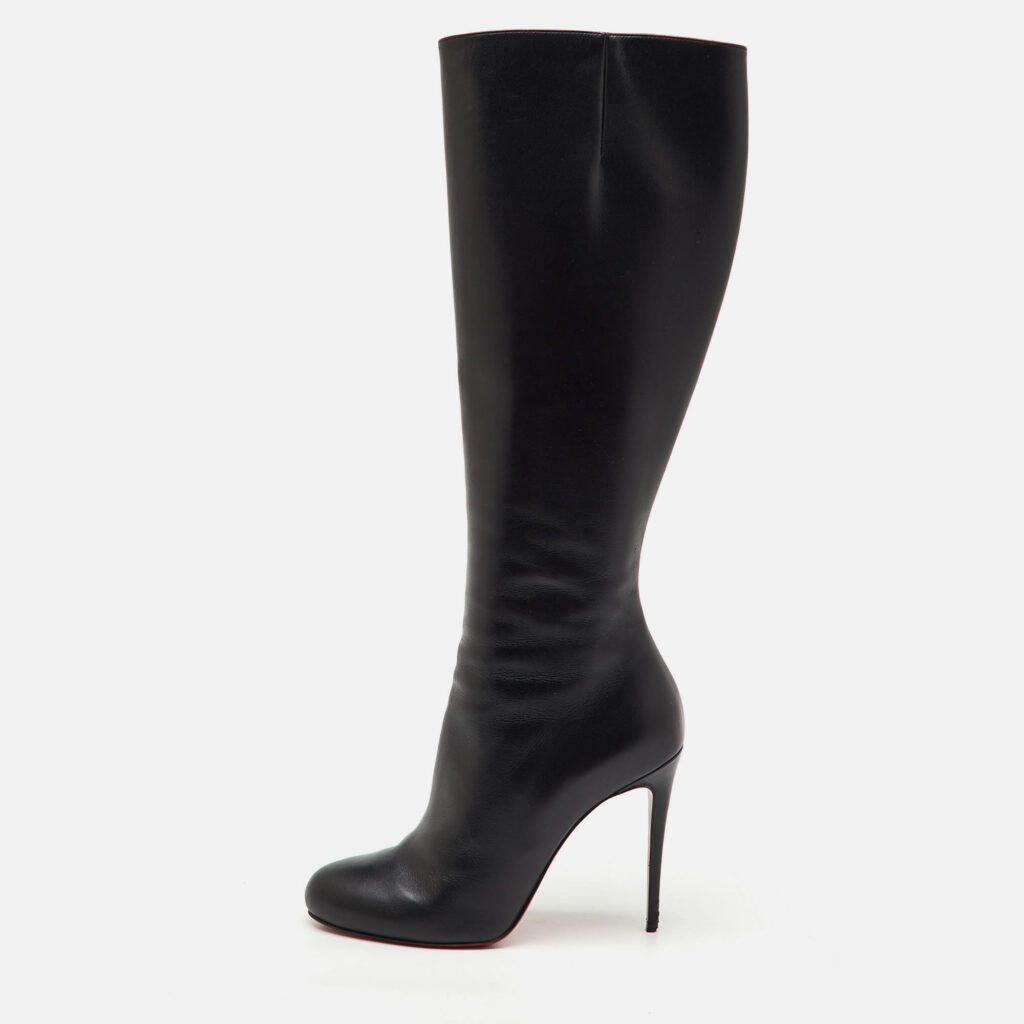 Christian Louboutin Black Leather Botalili Knee Length Boots Size 38