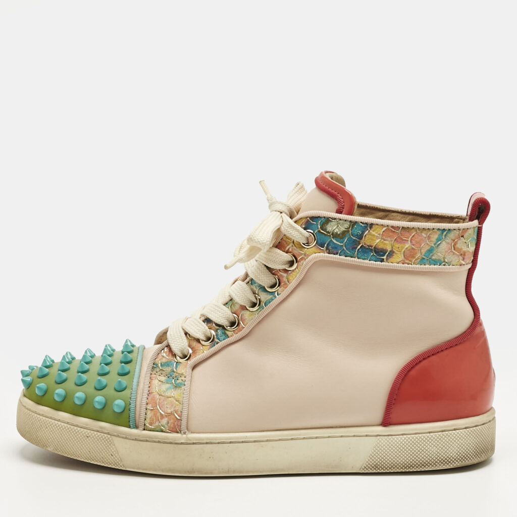 Christian Louboutin Multicolor Patent and Leather Louis Spikes High Top Sneakers Size 37.5 Christian Louboutin Multicolor Patent and Leather Louis Spikes High Top Sneakers Size 37.5