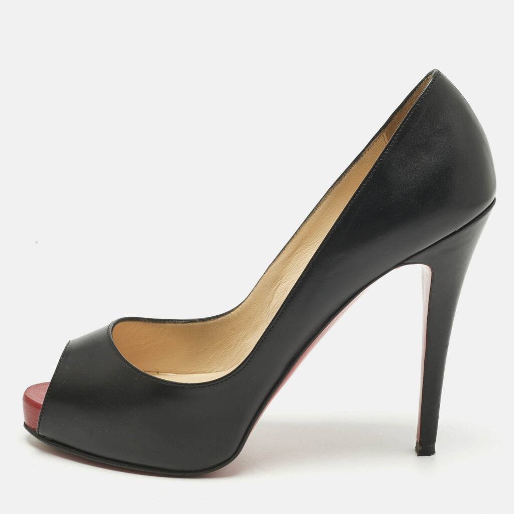 Christian Louboutin Black Leather New Very Prive Pumps Size 37.5