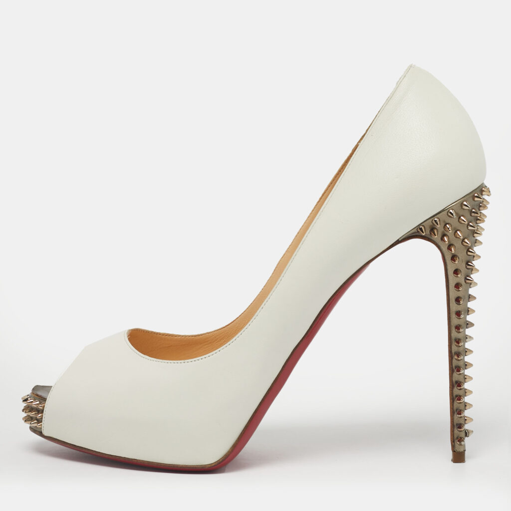 Christian Louboutin White Leather New Very Prive Peep Toe Pumps Size 41 Christian Louboutin White Leather New Very Prive Peep Toe Pumps Size 41