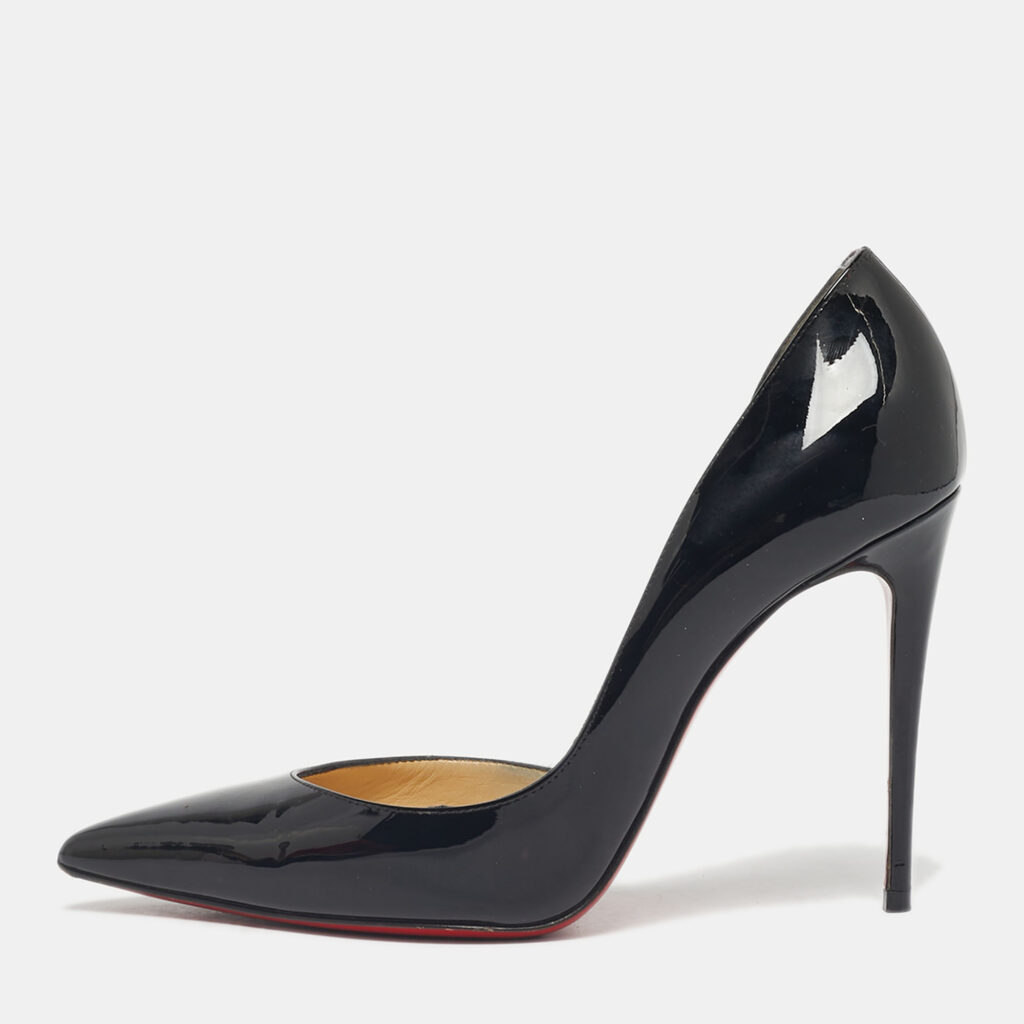 Christian Louboutin Black Patent Leather Iriza D'orsay Pumps Size 37.5