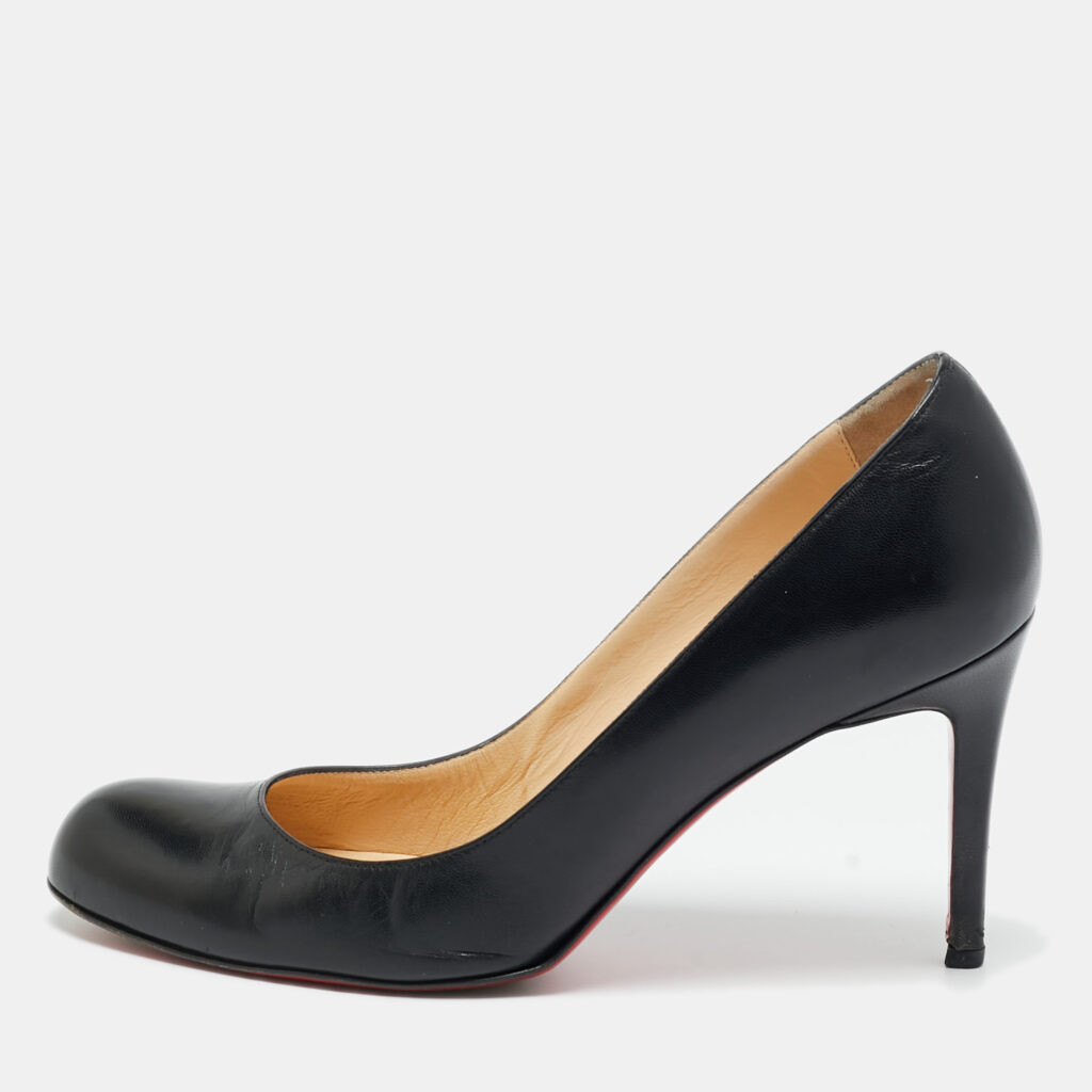 Christian Louboutin Black Leather New Simple Pumps Size 38.5