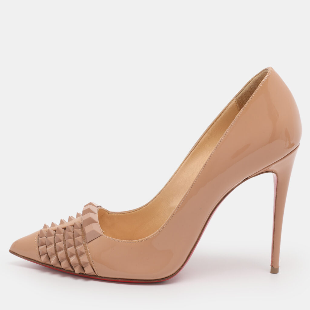 Christian Louboutin Beige Patent Leather Pyrami Pumps Size 37.5