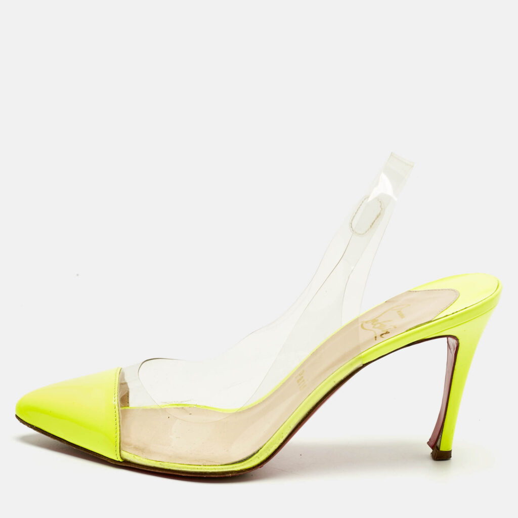 Christian Louboutin Neon Yellow Patent Leather and PVC Pumps Size 37.5 Christian Louboutin Neon Yellow Patent Leather and PVC Pumps Size 37.5
