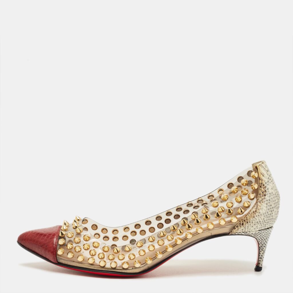 Christian Louboutin Tricolor Karung Leather and PVC Spike Me Pumps Size 37 Christian Louboutin Tricolor Karung Leather and PVC Spike Me Pumps Size 37