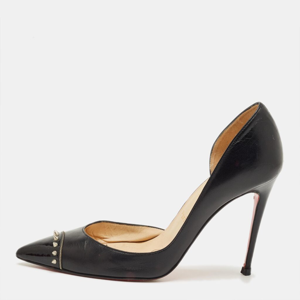 Christian Louboutin Black Leather Culturella Pointed Toe D'orsay Pumps Size 35.5 Christian Louboutin Black Leather Culturella Pointed Toe D'orsay Pumps Size 35.5