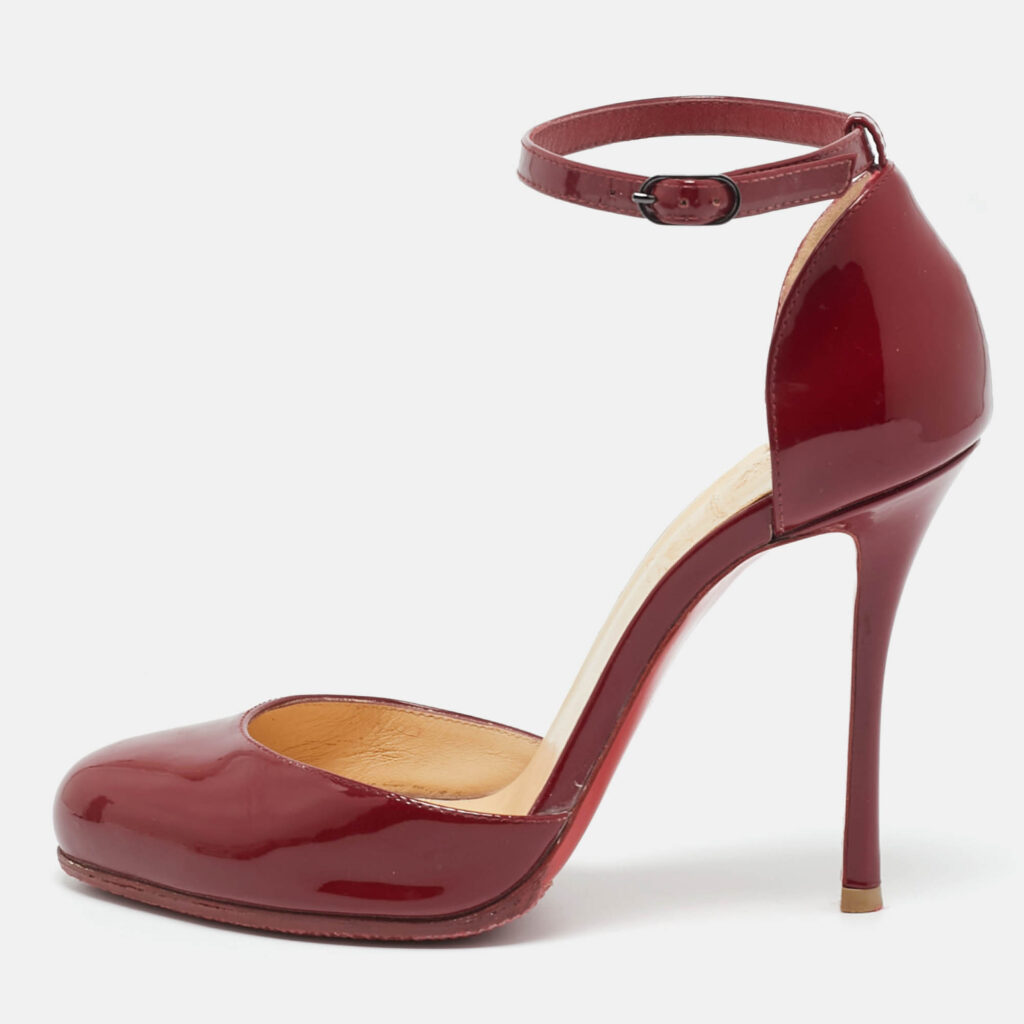 Christian Louboutin Burgundy Patent Leather Vampana Mary Jane Pumps Size 36