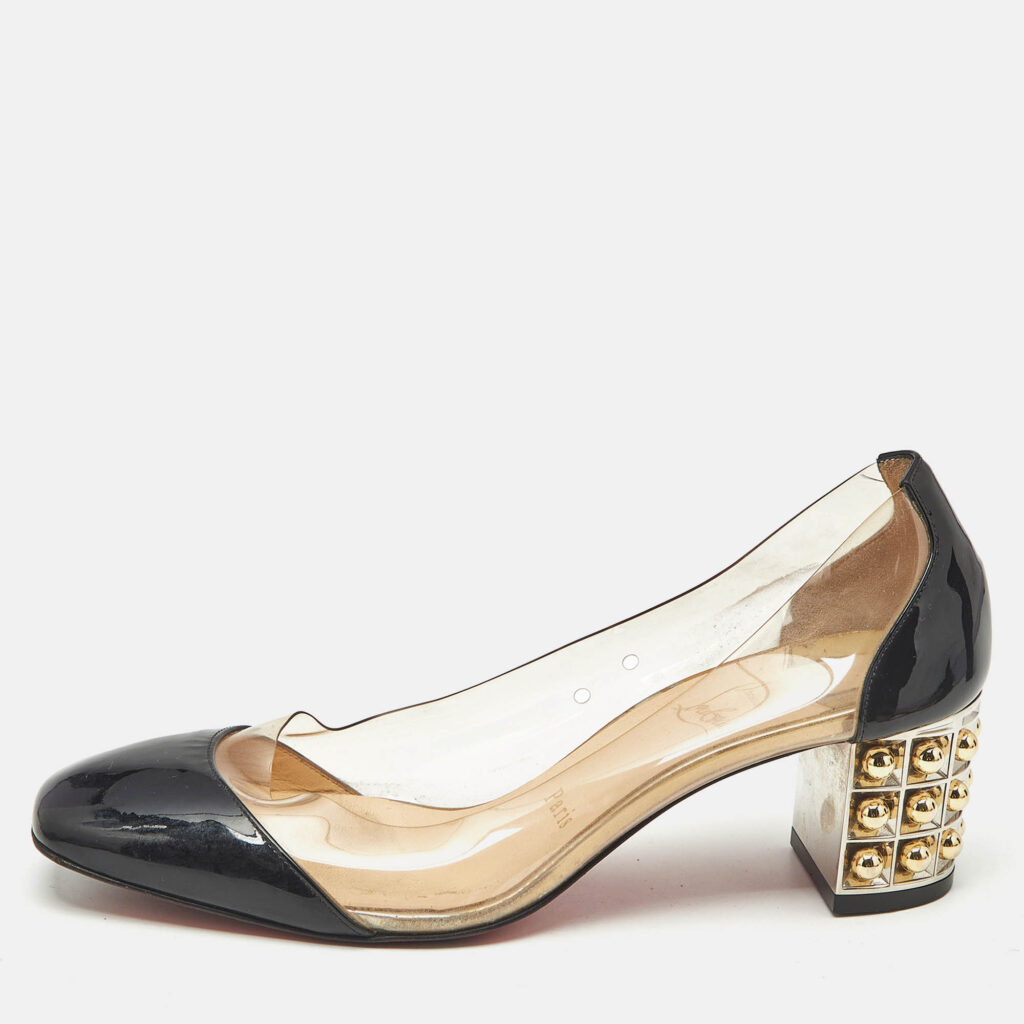 Christian Louboutin Transparent/Black Patent And PVC Gallica Pumps Size 37