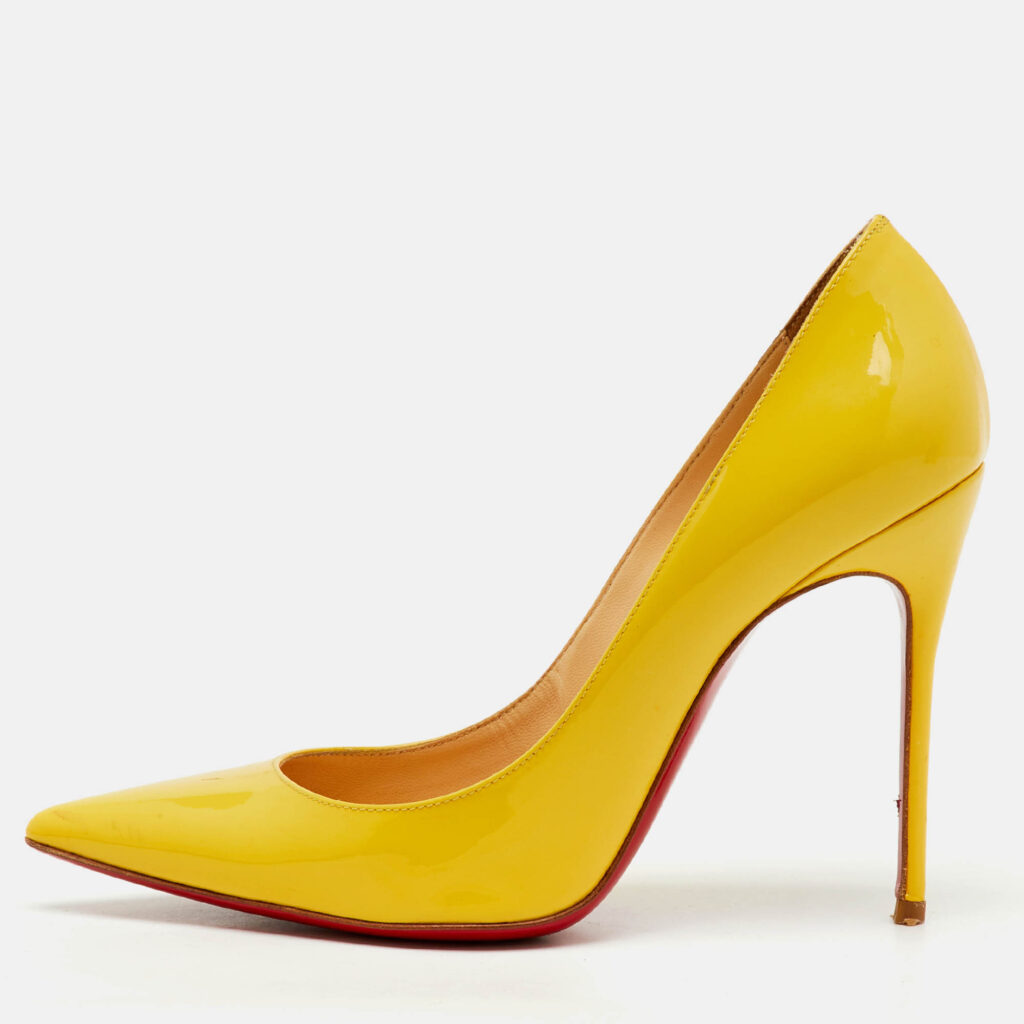Christian Louboutin Yellow Patent Leather So Kate Pointed Toe Pumps Size 37