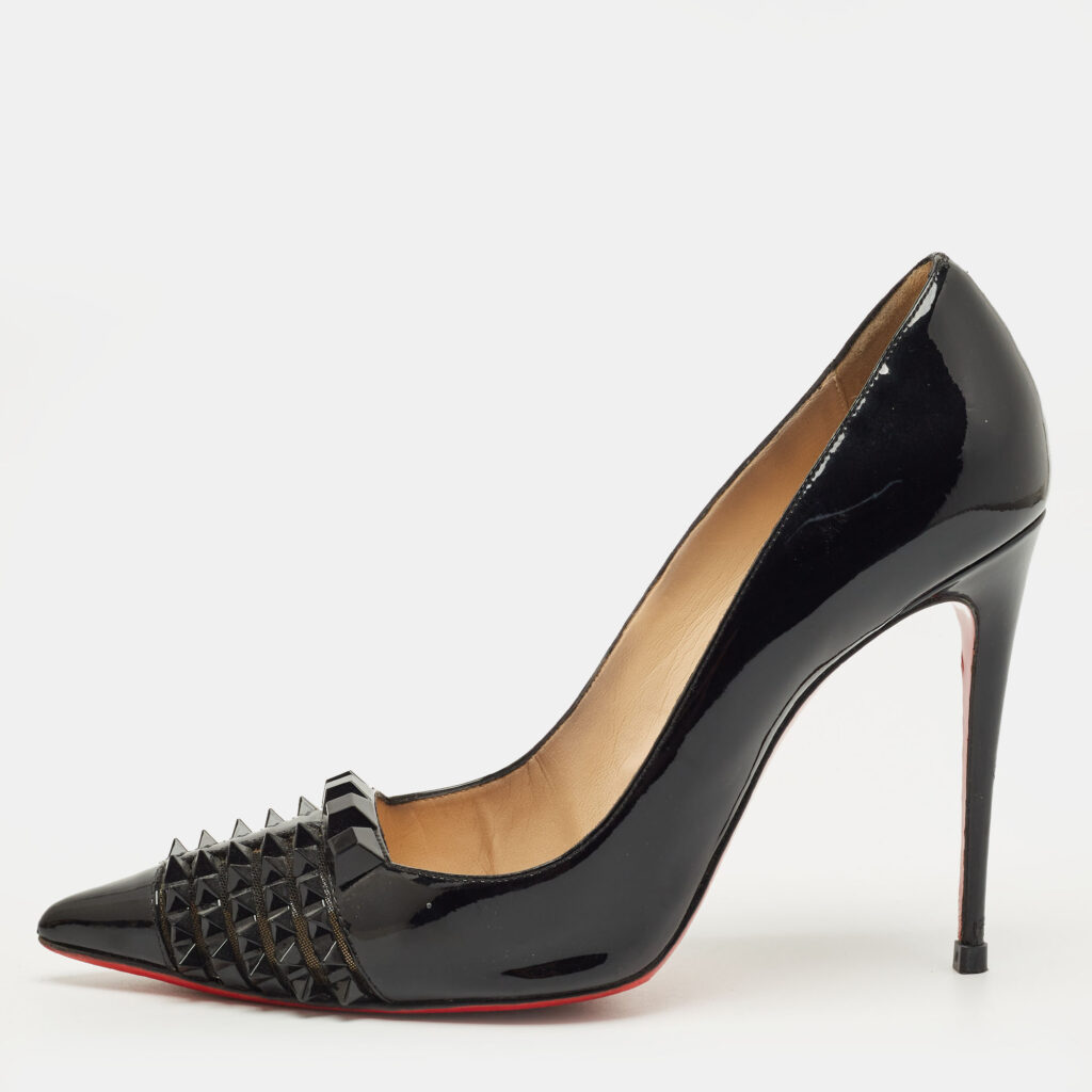 Christian Louboutin Black Patent Leather And Mesh Pyrami Pumps Size 41 Christian Louboutin Black Patent Leather And Mesh Pyrami Pumps Size 41