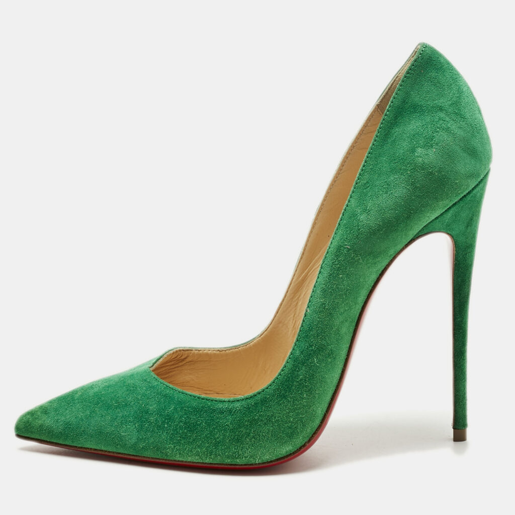 Christian Louboutin Green Suede So Kate Pumps Size 38.5