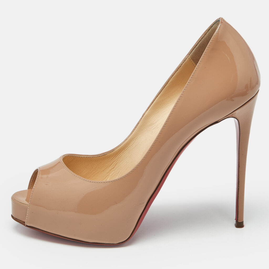 Christian Louboutin Beige Patent Leather New Very Prive Pumps Size 36