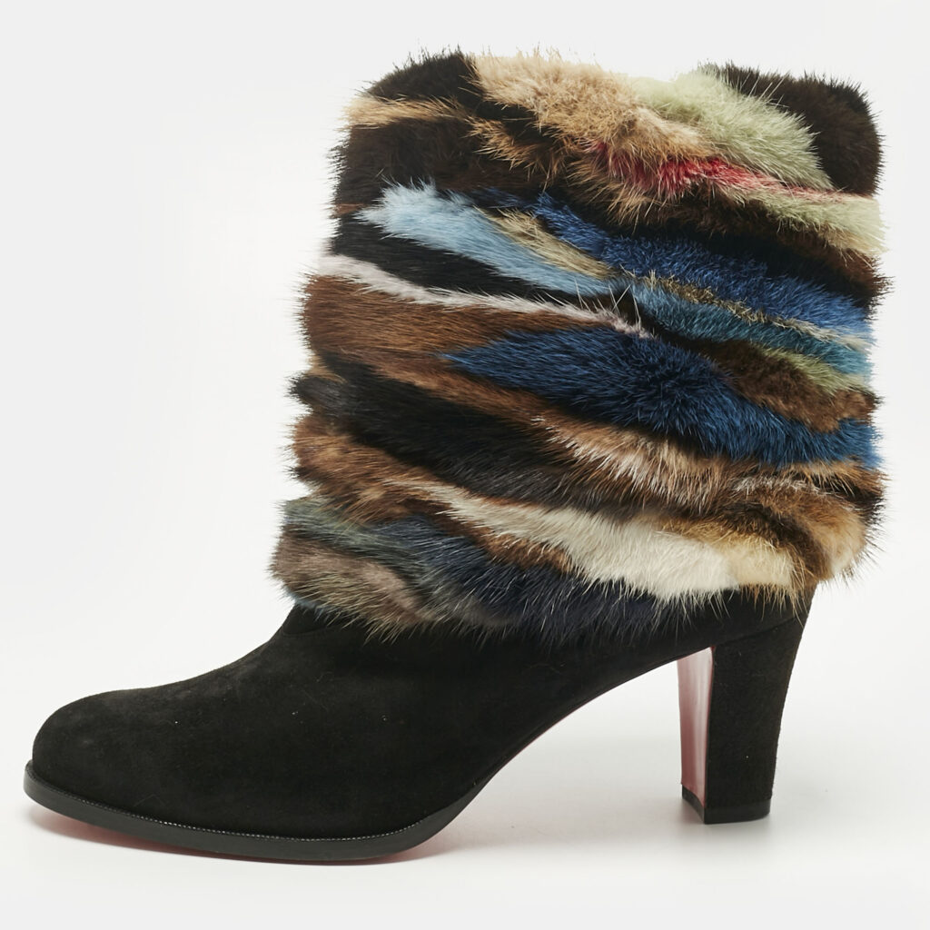 Christian Louboutin Black Mink Fur and Suede Alexandra 70 Mink Ankle Length Boots Size 41 Christian Louboutin Black Mink Fur and Suede Alexandra 70 Mink Ankle Length Boots Size 41