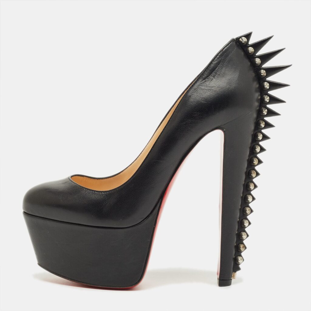 Christian Louboutin Black Leather Electropump Studded Platform Pumps Size 37 Christian Louboutin Black Leather Electropump Studded Platform Pumps Size 37