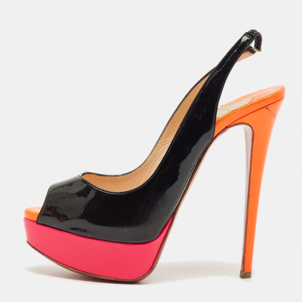 Christian Louboutin Multicolor Patent Leather Private Number Slingback Sandals Size 36.5 Christian Louboutin Multicolor Patent Leather Private Number Slingback Sandals Size 36.5