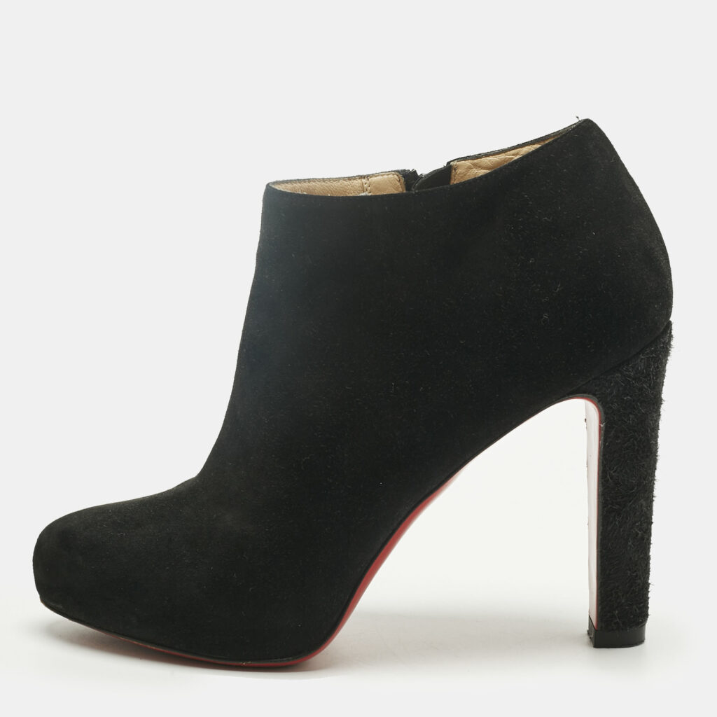 Christian Louboutin Black Suede Belle Ankle Boots Size 36.5