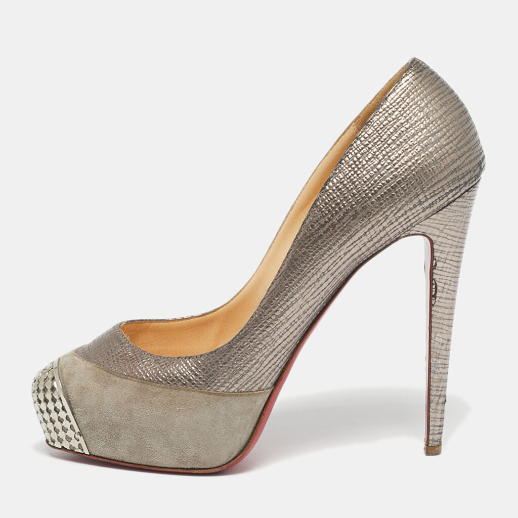 Christian Louboutin Two Tone Suede Maggie Embellished Cap Toe Platform Pumps Size 41 Christian Louboutin Two Tone Suede Maggie Embellished Cap Toe Platform Pumps Size 41