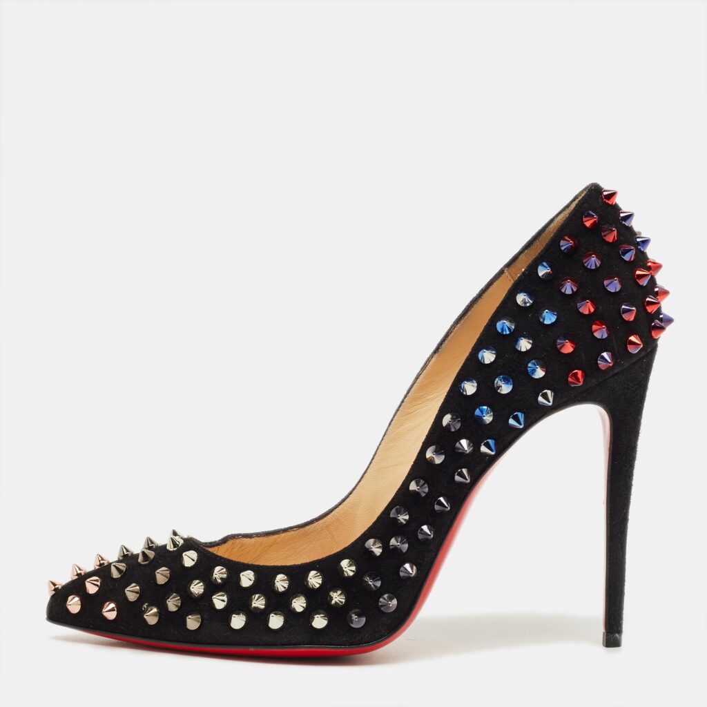 Christian Louboutin Black Suede Pigalle Spikes Pumps Size 37 Christian Louboutin Black Suede Pigalle Spikes Pumps Size 37