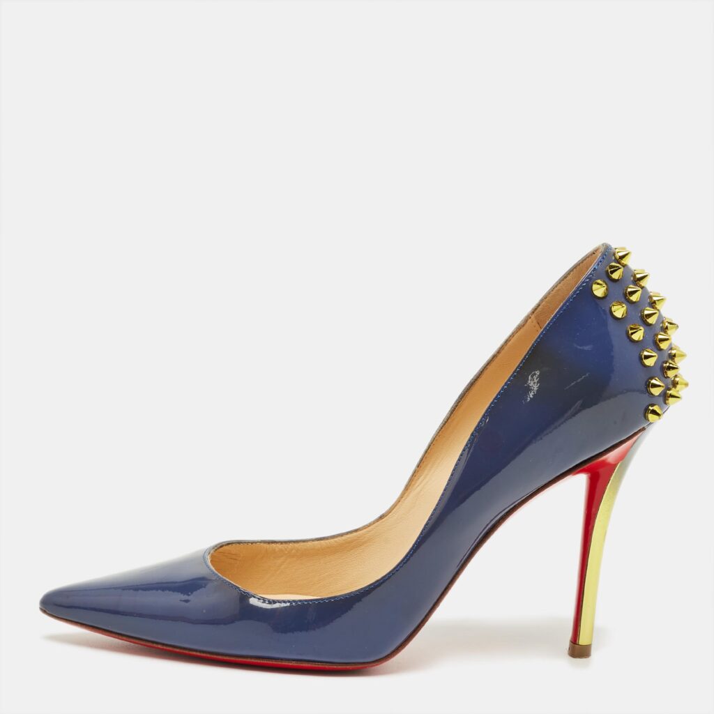 Christian Louboutin Blue Patent Leather Spike Zappa Pumps Size 36.5 Christian Louboutin Blue Patent Leather Spike Zappa Pumps Size 36.5