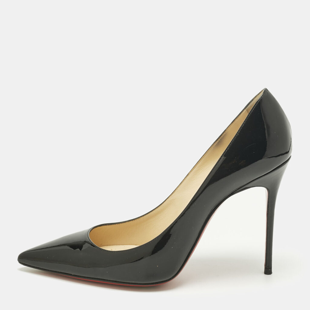 Christian Louboutin Black Patent Leather Decollete Pointed Toe Pumps Size 38.5 Christian Louboutin Black Patent Leather Decollete Pointed Toe Pumps Size 38.5
