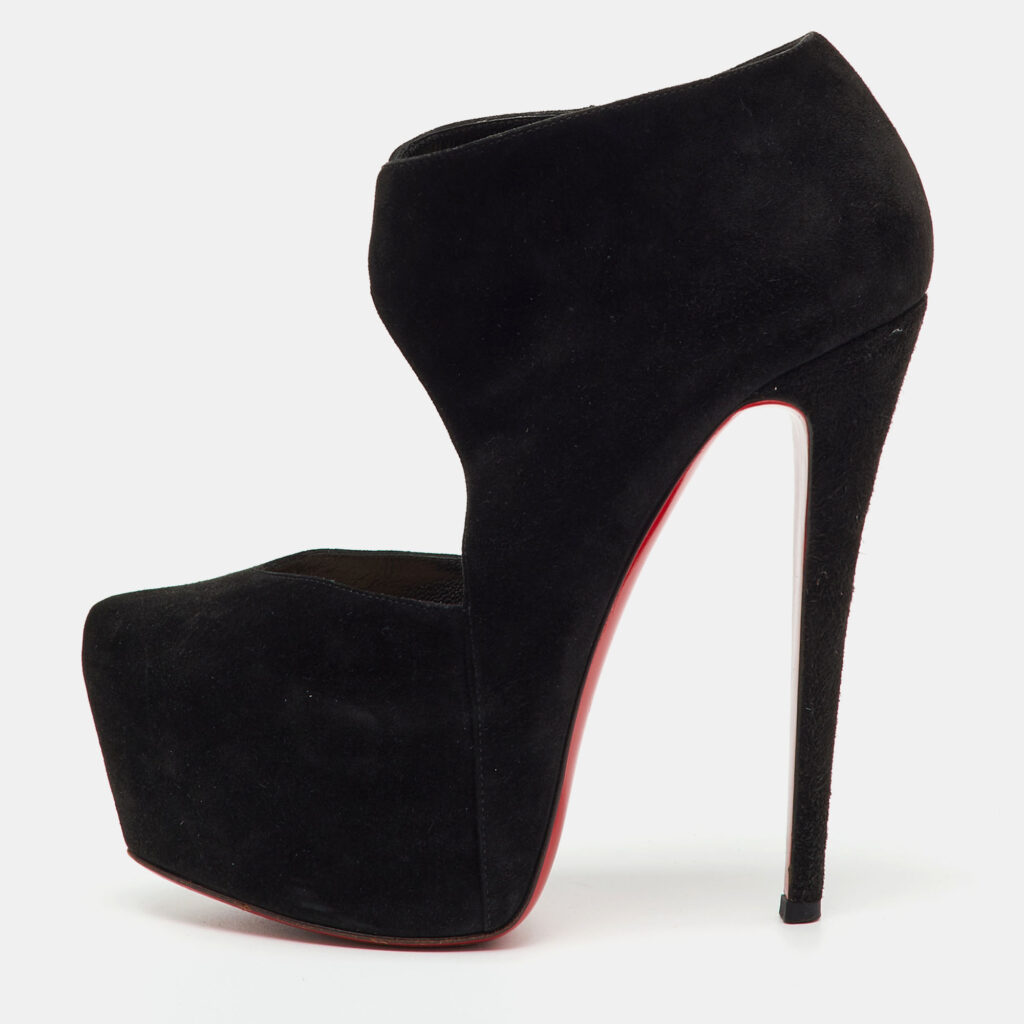 luxury-women-christian-louboutin-used-shoes-p1244510-010-1.jpg Christian Louboutin Black Suede Donue Platform Pumps Size 37