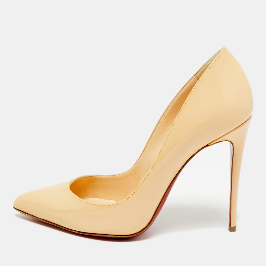 Christian Louboutin So Kate Size 35 Beige Patent Leather Pumps