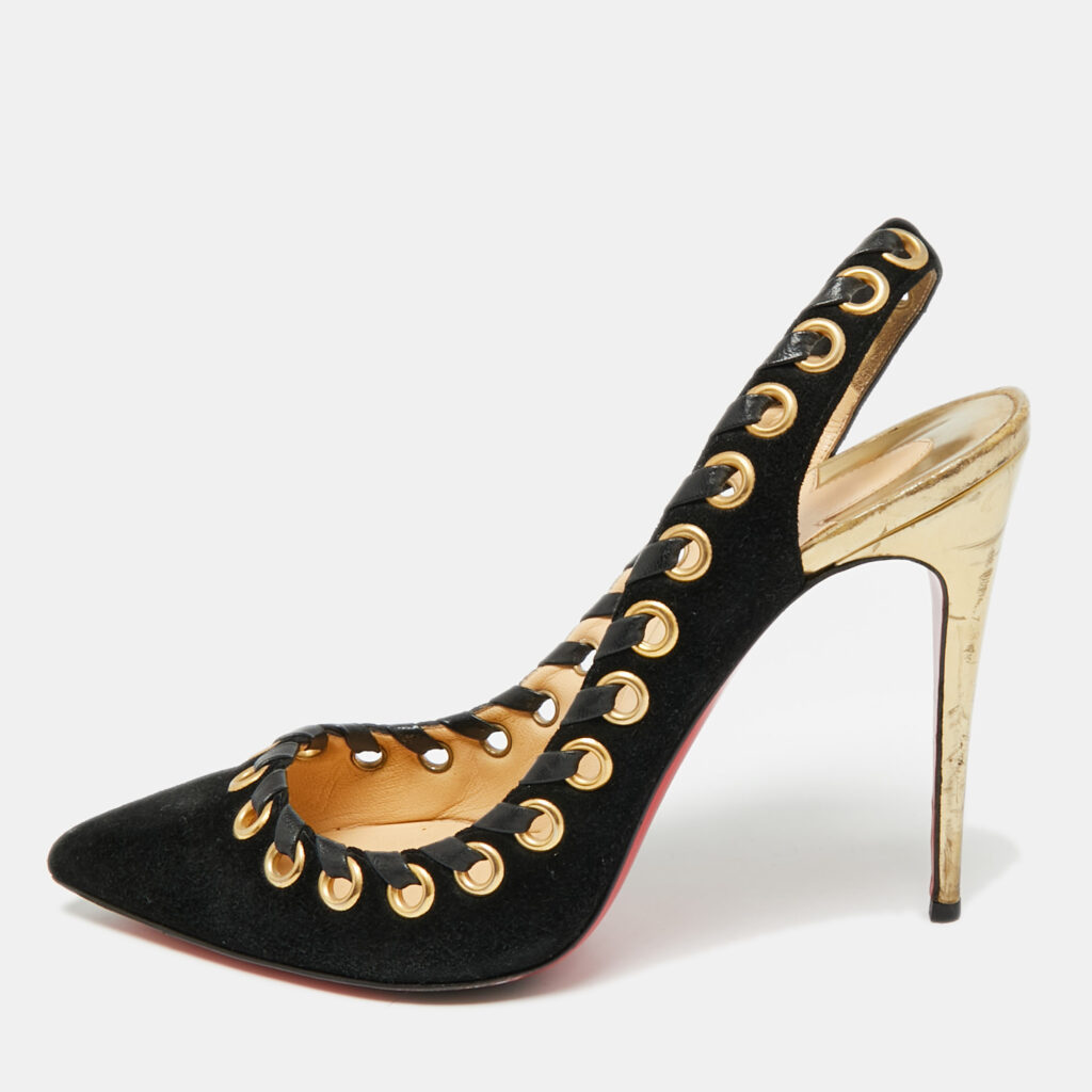 Christian Louboutin Ostri Size 39.5 Black Suede Pumps