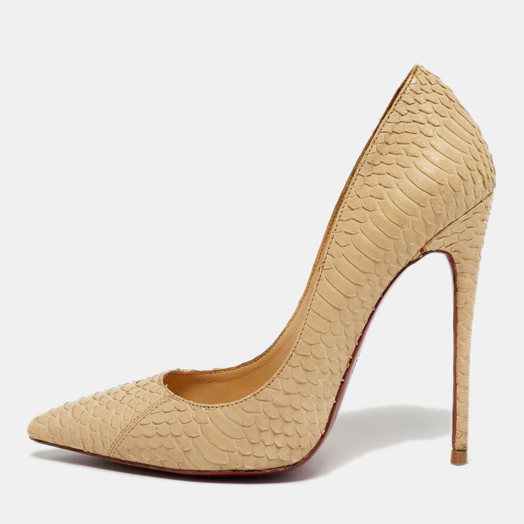 Christian Louboutin So Kate Size 39 Beige Python Leather Pumps